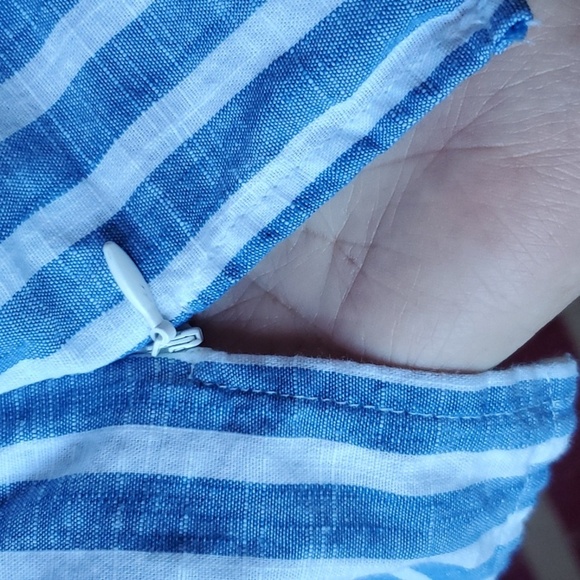 Talbots Blue and White Striped Garment P2p 21 Fringe On Sleeves - Picture 4 of 7